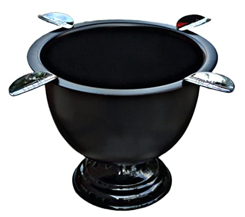 U.like Relax Zone Cigar Ashtray Made In Iron Metal Tall Deep Bowl Box Pressed Wind Resistant Ashtray With 4 Stirrup (Black Glossy) #TOP25