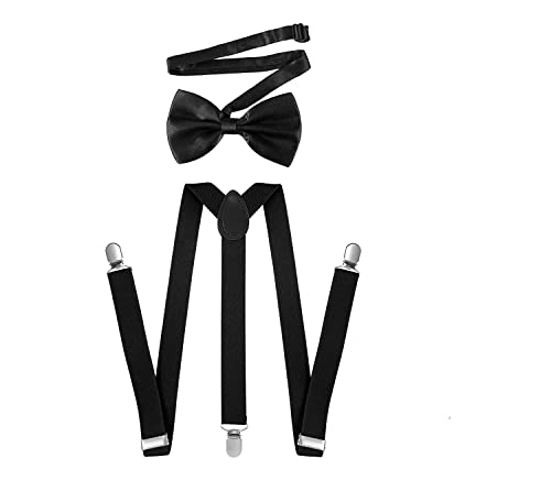 CLOTHERA Kid's Suspender and Bow Tie Set ( 5 to 15 yrs , Black )