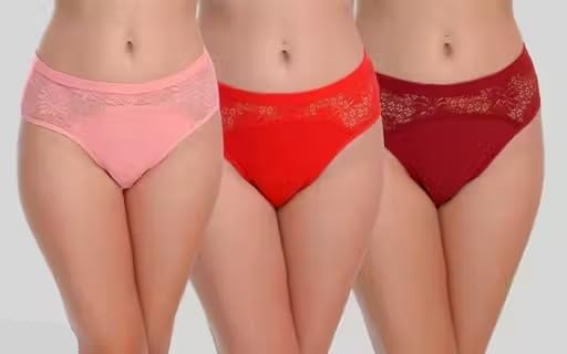 Women Non Padded Non-Wired Panty Pack of 3 Soft Hosiery Fabric Comfortable Daily Fit Multi 3 S-image-27