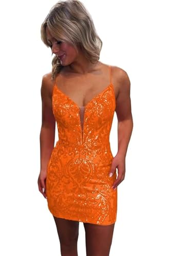 Basgute Sparkly Sequin Tight Homecoming Dresses for Teens Short Lace Glitter Prom Cocktail Party Gown for Women