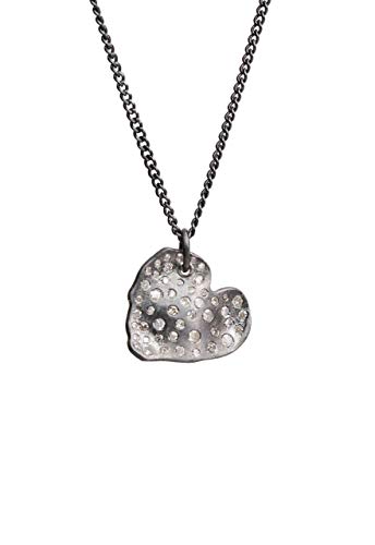 Diamond Heart Necklace- Matte Sterling Silver- 18 Inch Length- Women's Jewelry Valentine's Gift Idea Diamond Heart Necklace- Matte Sterling Silver- 18 Inch Length- Women's Jewelry Valentine's Gift Idea