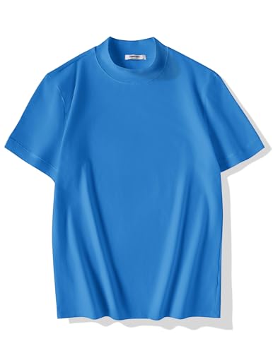 Image of COOFANDY Mens Mock Turtleneck Shirts Casual Premium Cotton Short Sleeve Shirt Basic Half Neck T-Shirts