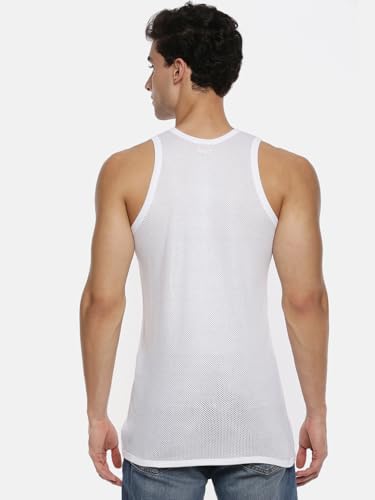 Image of RAMRAJ COTTON Men's White Inner Vest /Banian | Lightweight Scoop Neck Sleeveless Super Combed Cotton