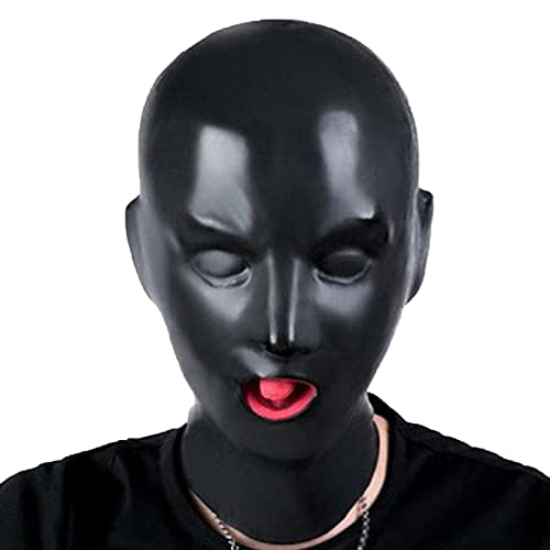 Masque 3D latex noir cagoule rouge avec tube nasal cosplay BA04 taille G