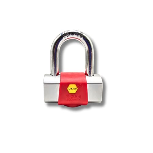 Image of Heavy Duty Keyed Lock | Hardened Steel Shackle Lock | Anti-Rust Security for Gate, Warehouse & Outdoor Use (ALT-30 RED (60MM))