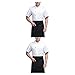 Allayu 2 Set di Cappotto da cuoco estivo Grembiule da cucina in poliestere Bottoni Abito semplice Macellaio Camicie da uomo Forniture da cucina per bar