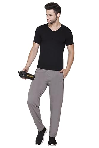 Image of Plus Size Cotton Loop Knit Lowers for Men with Zip Pocket, Night Pant, Sports Trouser, Gym n Lounge Wear Track Pant for Boys Grey 7XL