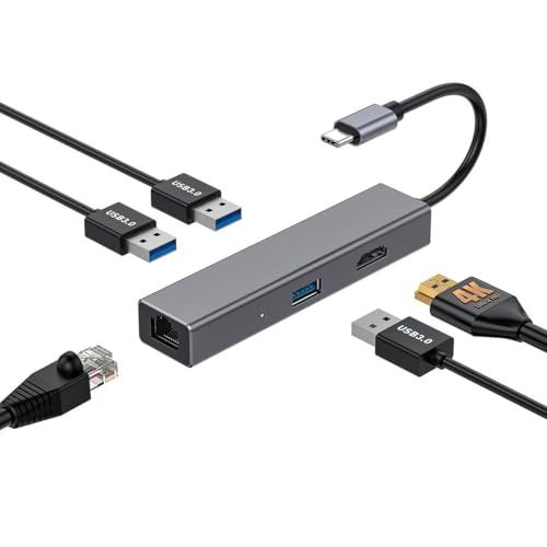 CoolBox Hub USB C miniDOCK4, 5 en 1: Ethernet Gigabit, HDMI, 3 x USB3.0