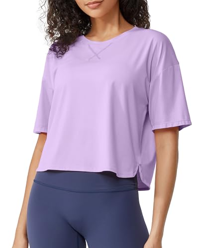 G4Free Lightweight Womens Workout Tops Loose Fit Short Sleeve Summer T Shirts Athletic Gym Tees Basic Yoga Shirts Casual