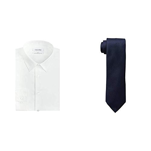Calvin Klein Men's Slim Fit Non-Iron Herringbone Dress Shirt
