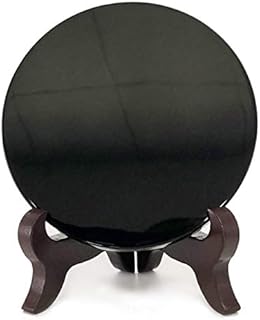 Polar Jade Black Obsidian Scrying Mirror (90 mm /3.5" with Stand)