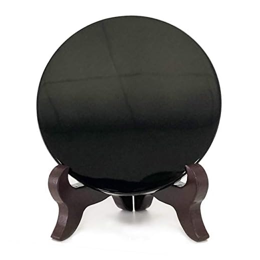 Polar Jade Zwarte Obsidiaan Scrying Spiegel (90 mm/3.5" met Stand)