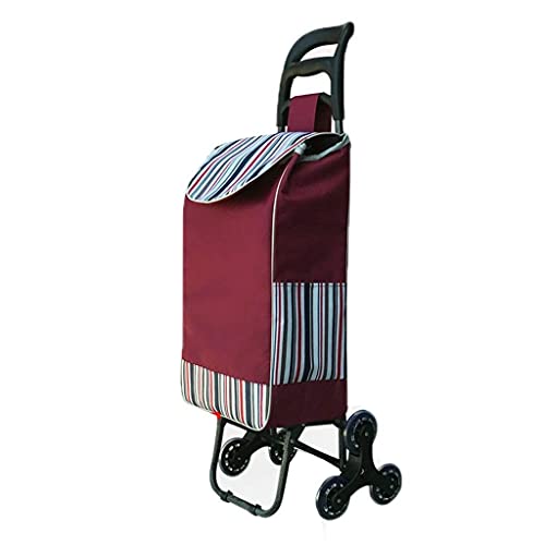 QHYTL Einkaufstrolley Multifunktions-Einkaufswagen Travel Climb Stairs Collapsible Portable Iron Art Supermarkt Push…