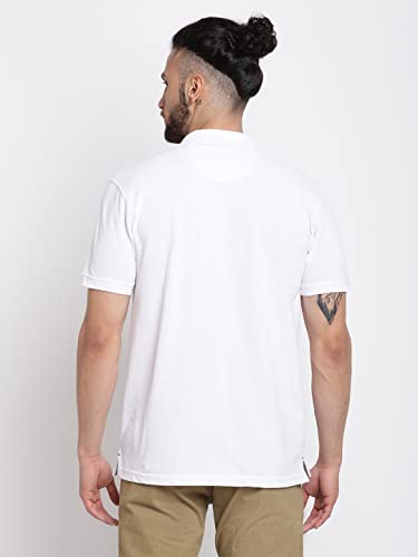 Image of Cantabil Men's Cotton Blend Solid Polo Neck T-Shirt (Regular Fit)
