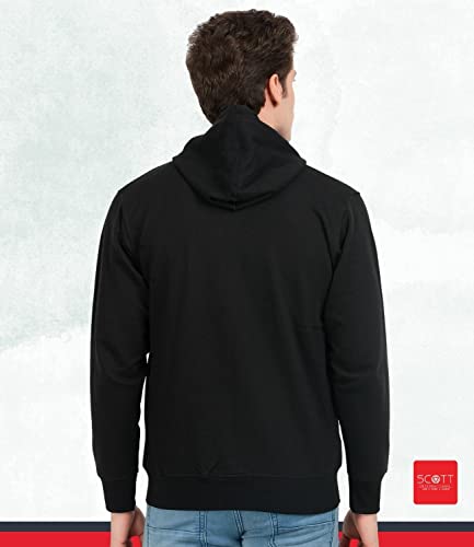 Image of Scott International Men's Solid Cotton Regular Fit Hoodies Sweatshirt Gym Warm Travel Hoodies Pullover Hoodies for Boys Stylish Winter Wear with Hood & Pockets Zipper Hoodie (Black, Medium)