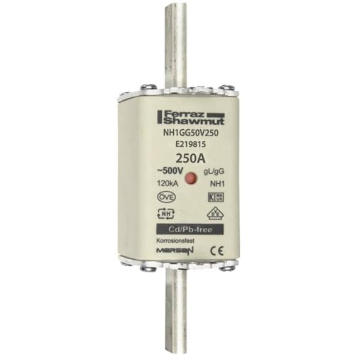 Unbekannt Mersen 8430399001814 - Inserto Fusibile NH1GG50V250, Misura 1, 250A AC500V Nh-image