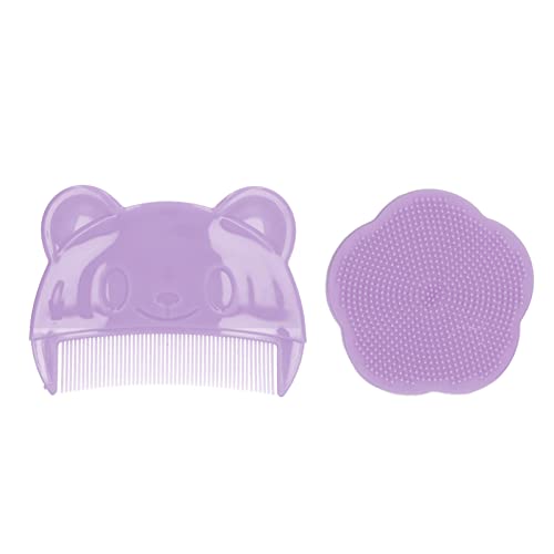 Luqeeg Baby Bath Brush, Cradle Cap Brush and Comb, Soft Baby Bath Silicone Brush Set with Cradle Cap Bristle Brush and Storage Box Ideal for Newborns and Toddlers, Perfect Baby Registry Gift(Purple)