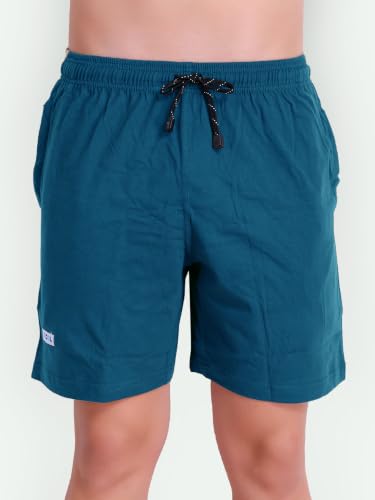 Image of T.T. Cotton Blend Shorts for Men | Regular Fit | Elasticated & Zipper | 2 Sided Pockets & 1 Back Pocket | Solid | Above Knee Length Bermuda Short | Ideal for Casual Outings