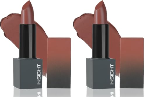 Image of INSIGHT Velvet Matte Lipstick (Heartfelt Harmony) | Long Lasting, Smudge-Proof & Non-Drying | Enriched with Cocoa Butter, Argan Oil & Vitamin E | Smooth Application, Bold Pigment - 3.8g (Pack of 2)