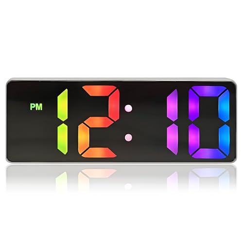 Despertador digital, LED despertador digital con números grandes, 12/24 horas, mesita de noche con indicador de temperatura y fecha, 2 alarmas, función de repetición/brillo ajustable, soporta batería