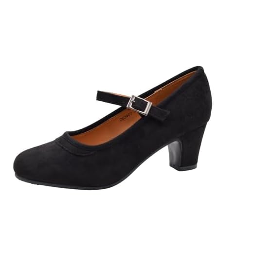 PASARELA - Zapatos de Baile Flamenco de Piel Vegana de Ante con Clavos para Mujer Color Negro Antelina Mujer Color: Black Talla: 38