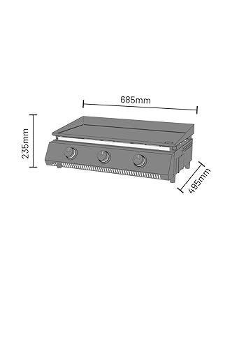 Cozze® G-700 Plancha Grill Tragbar mit 3 Brennern (50 mbar) - DE+AT inkl. Regler und Fettauffangbehälter | Kleiner Grill für Balkon Terrasse Garten | Mini Gasgrill für Zuhause Camping