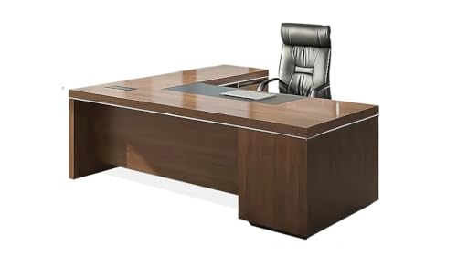 Image of Lakdi The Furniture Co Luxury Director & Execcutive L-Shape Office Table with Modern Design Boss Cabin and Integrated Storage, 3 Drawer Multi-Functional Wire Manager CPU Space with Storage - LDL-572