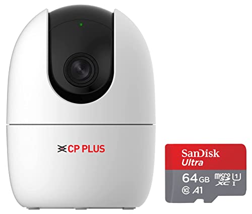 CP PLUS 2MP Full HD Wi-fi CCTV Camera | 360°View PT Camera + SanDisk Ultra® MicroSDXC™ UHS-I Card, 64GB For Rs. 2132 @ 75% off
