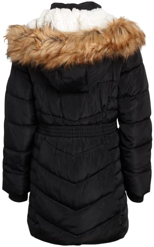 Steve Madden Girls’ Winter Coat – Weather Resistant Quilted Bubble Puffer Windbreaker Ski Jacket (4-16), Size 7-8, Jet Black #TOP5