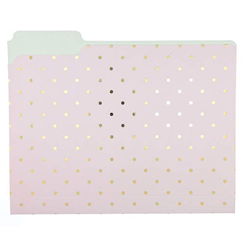 Graphique Flamingo Pink File Folder Set – File Set Includes 9 Folders And 3 Unique Flamingo And Polka Dot Designs, Embellished W/ Gold Foil On Durable Triple-Scored Coated Cardstock, 11.75" X 9.5" #TOP2