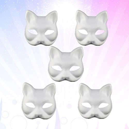 NOLITOY 5 Pcs Kitsune Fox Máscaras: Papel Em Branco Pintados à Mão Fox Cat Máscaras Meia Face Cospla