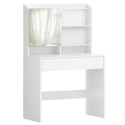 VASAGLE Schminktisch, Frisiertisch mit Spiegel und Einer Schublade, Kosmetiktisch, verstellbare...