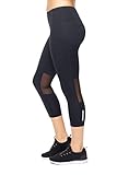 Expert Brand Women's Airstretch Mid-Rise Mesh Panel Capri Leggings with Pocket, Black, Medium