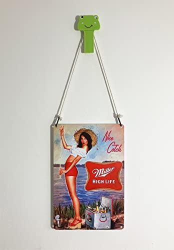 Bestylez Miller High Life Beer Girl Nice Catch Fishing Sign - Tin Sign Vintage Funny Party Sign Man Cave Wall Decor 12 * 8 (039)