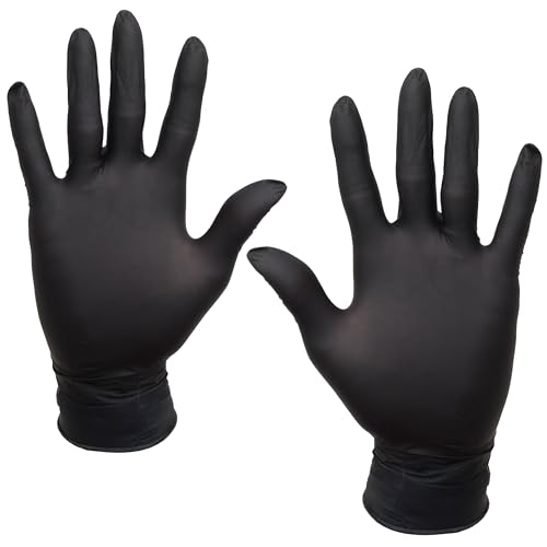 NOVECRAFTO Disposable Nitrile Gloves Medium - Pack of 2 Boxes (100 Pcs Each) - Powder Free and Latex Free Black Multipurpose Disposable Gloves - Versatile Use for Cooking, Cleaning, Beauty ect.