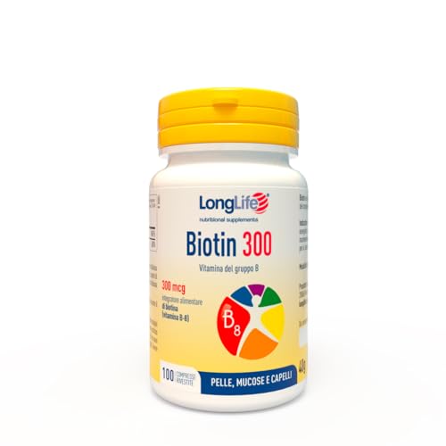 LongLife® Biotin 300 | Integratore di biotina a dosaggio ottimale | Benessere di pelle, capelli, unghie | Oltre 3 mesi di trattamento | Vegano e senza glutine