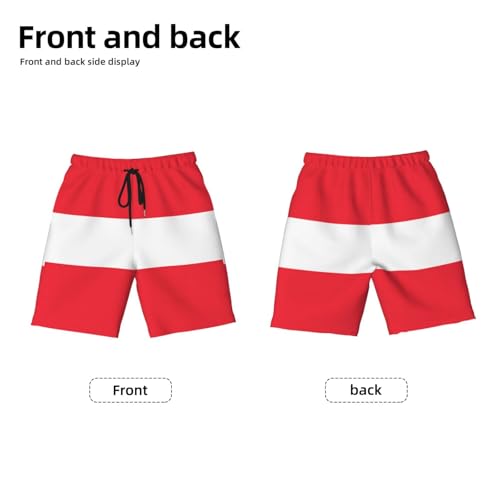 Austrian Flag Youth Beach Pants, Soft and Breathable, with Drawstring Waist, Suitable for Sports and Leisure.2