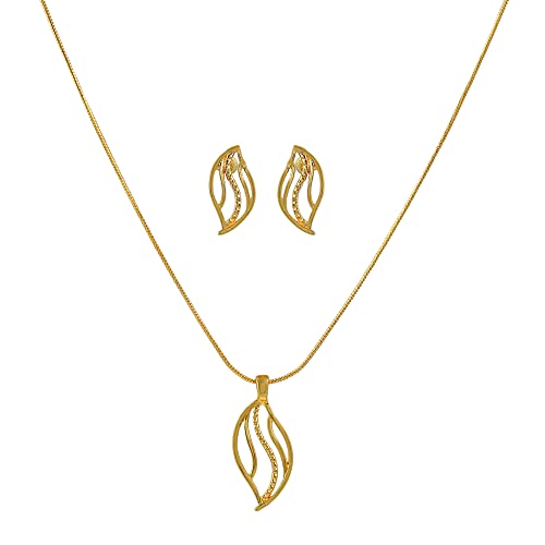 Gehena By Estele Gold Plated Shimmering Leaflet Designer Necklace Set for Women (B09J4NQ7P1) Amazon Price History, Amazon Price Tracker