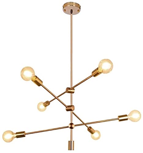 Luces colgantes de diseño minimalista industrial con 6 lámparas LED para salón moderno