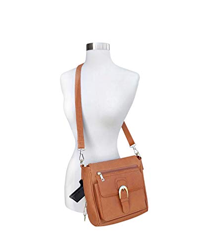 Roma F.C. Black Right or Left Draw Crossbody/Shoulder Carry - Leather Locking Concealment Purse/Gun Bag - CCW Concealed Carry Pistol, Light Brown - Thumbnail 3
