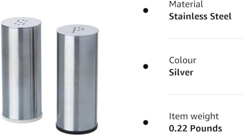 Image of Salt & Pepper Set, Stainless Steel Shakers for Oregano, Chilli Flakes, Salt & Spices (Set of 2)