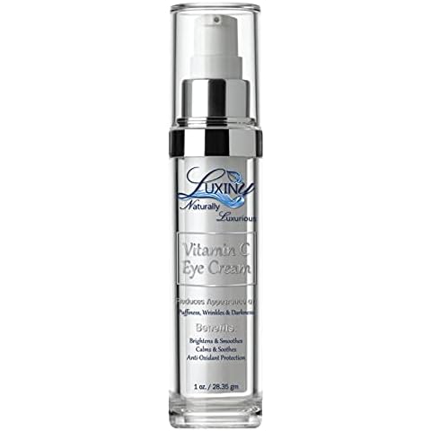 Luxiny Vitamin C Under Eye Cream for Dark Circles and Puffiness, Anti Aging, Enriched Retinol Eye Cream to Reduce Eye Bags, Fine Line and Wrinkles with Aloe Vera & Cocoa Butter, 1oz. Cover