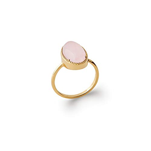 Bague Quartz Rose Tata Gisèle en plaqué or ovale de 18 mm