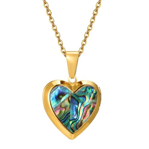 Collier médaillon cœur doré Feng Shui en acier inoxydable pour photo