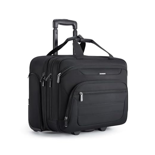 BAGSMART Rolling Laptop Bag, Wheeled Briefcase Fits 17.3 Inch Laptop, Overnight Roller Case with TSA Lock, Computer Bag for Travel/Men/Women, Black