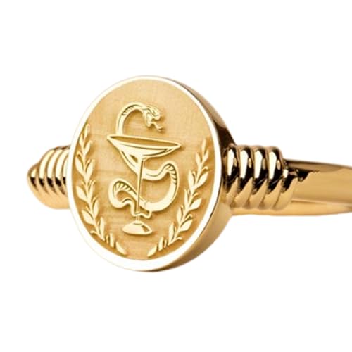 Bague pharmacie argent sterling 925 ovale plaqué or de taille 5-12.5 US