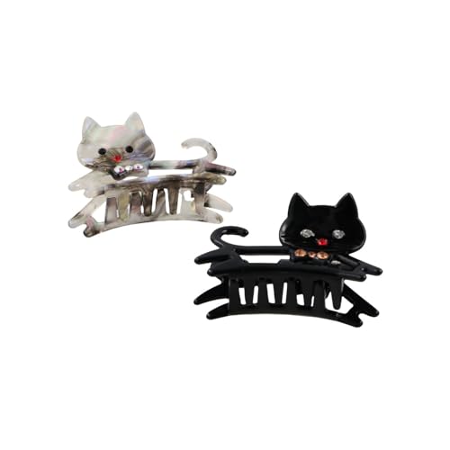 Pince à cheveux chat en acétate de cellulose luxueux et diamants éclatants