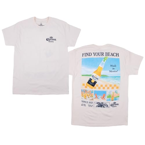 Ripple Junction Corona Vintage Find Your Beach Front and Back Mens Graphic T-Shirt Large Natural