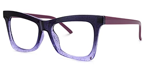 Image of Zeelool Stylish TR90 Oversized Butterfly Glasses with Non-prescription Clear Lens for Women Yaritza OT006813-05 Purple