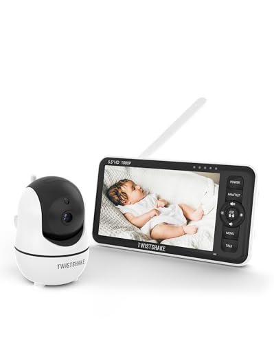 Twistshake Vigilabebés con Cámara y Audio - Pantalla Full HD de 5,5 Pulgadas y 1080p | Comunicación de Audio Bidireccional - Monitoreo de Temperatura Ambiente - VOX - Visión Nocturna
